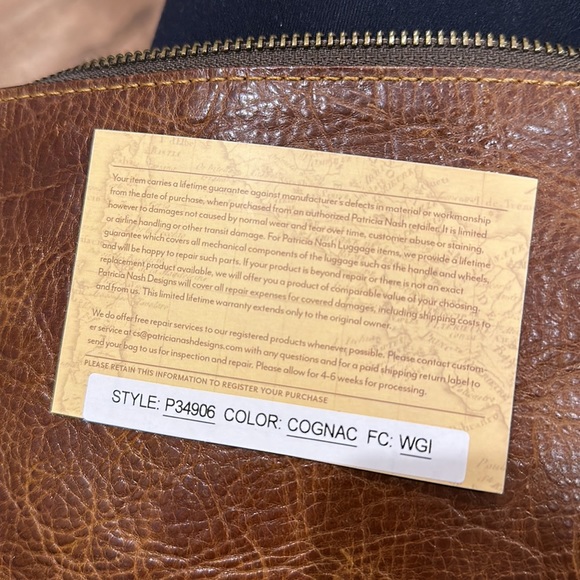 Patricia Nash Cassini Genuine Leather Wristlet Clutch cognac P34906 NWT - Picture 4 of 4